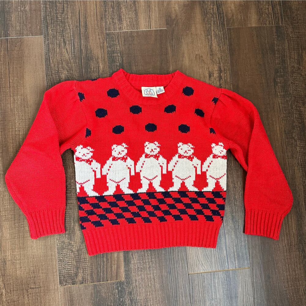 This Vintage Girls Red Knit Sweater S